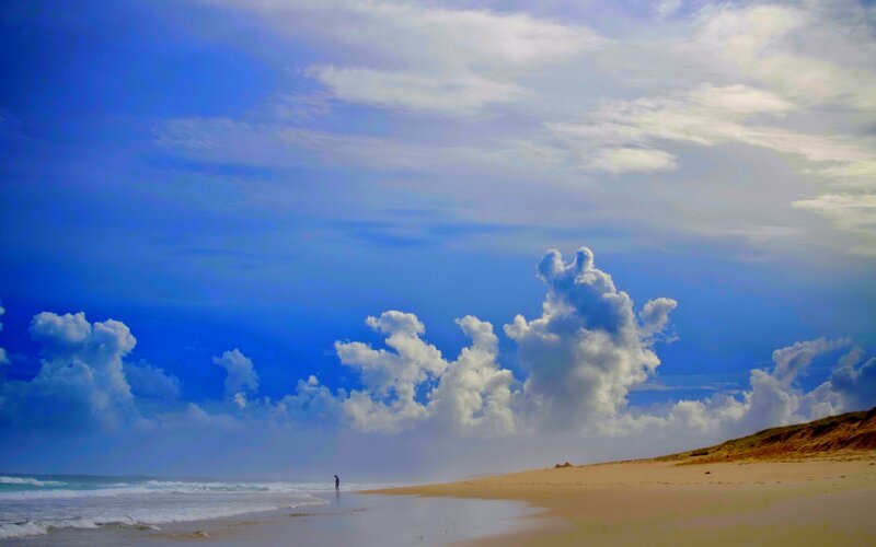 Person on Beach — Blue, Dramatic