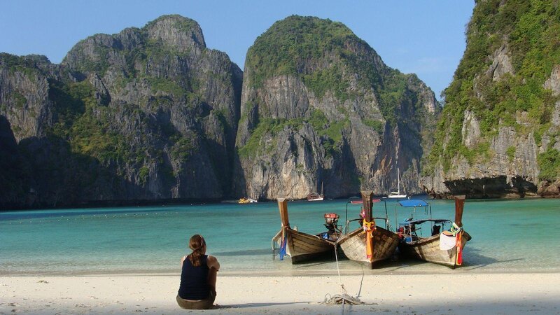 Person on Beach — Blue, Serene