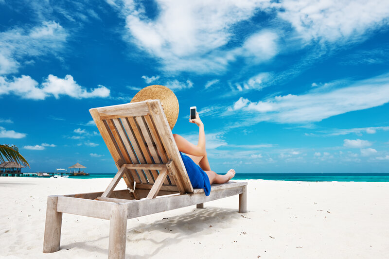 Person on Beach Chair — Blue, Relaxed