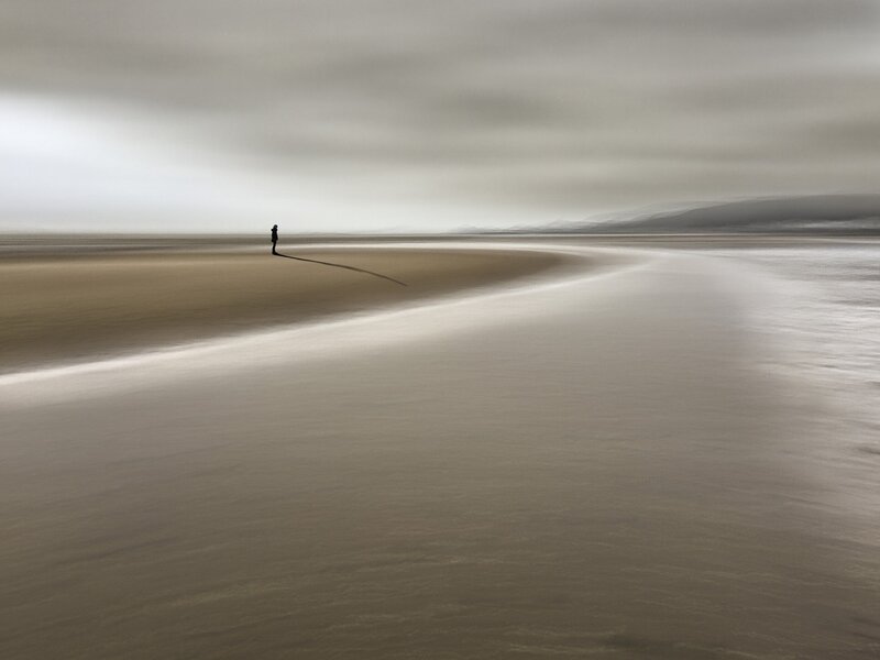 Person on Beach — Gray, Somber