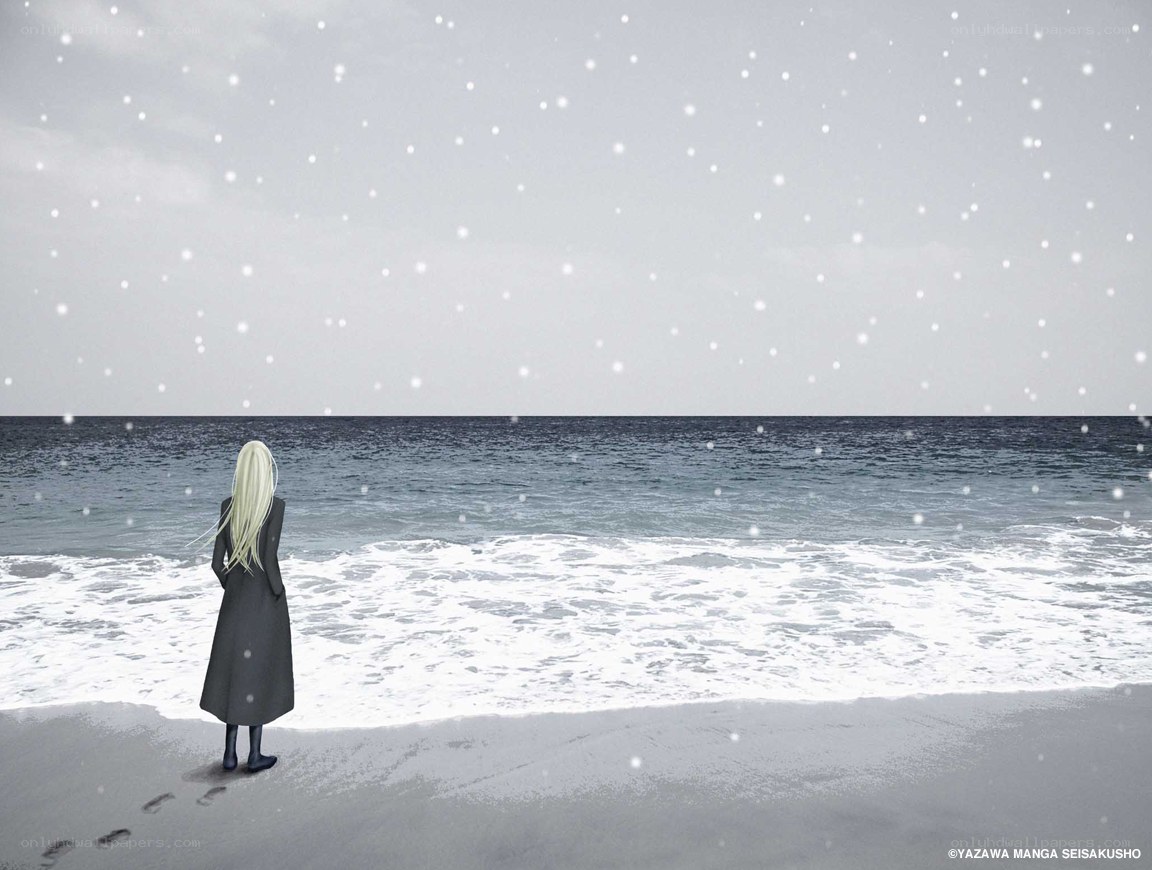 person on beach in snow