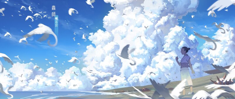 Person on Beach with Birds