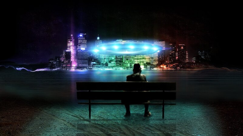 Person on Bench at Night — Black