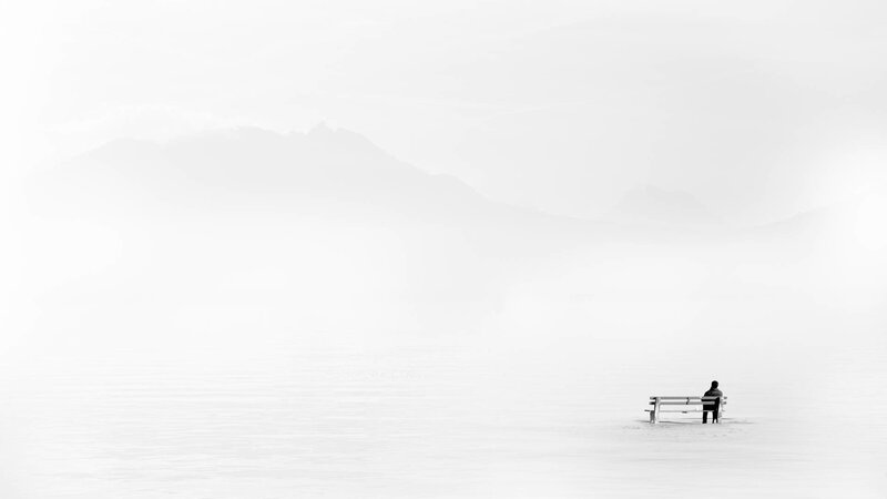 Person on Bench — White
