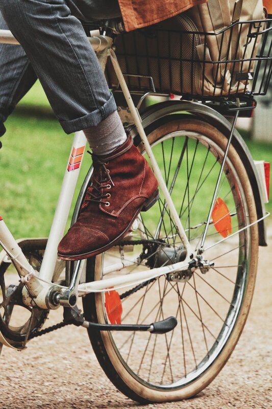 Person on Bicycle — Brown, Calm