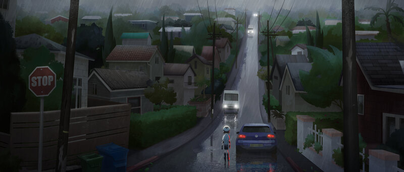 Person on Bicycle in Rain