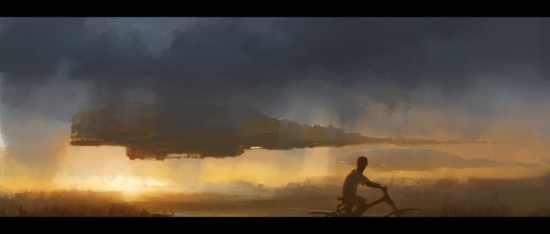 Person on Bicycle — Yellow, Dramatic