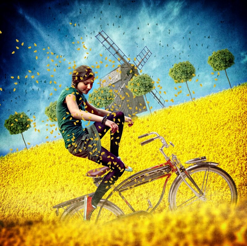 Person on Bicycle — Yellow