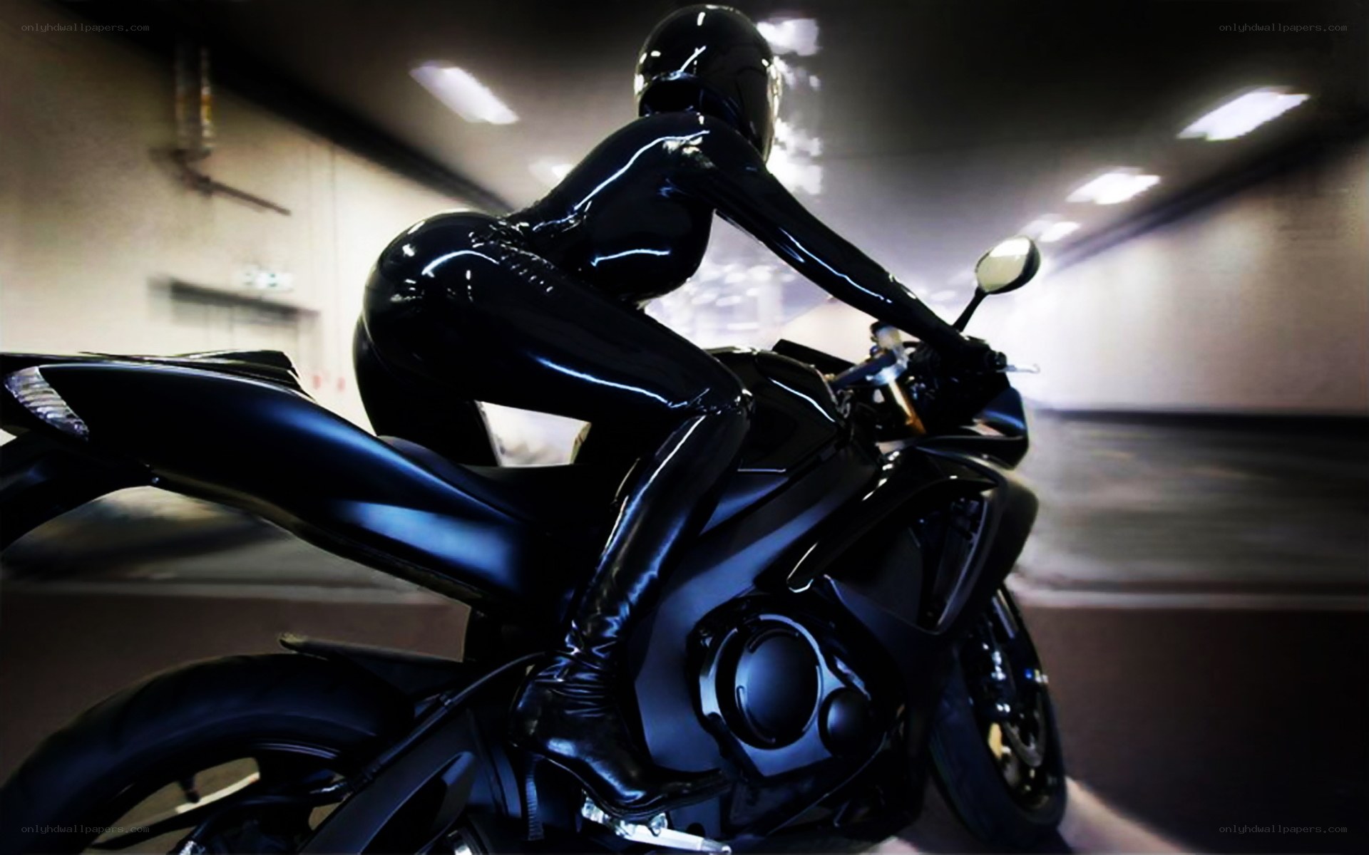 person on black motorcycle