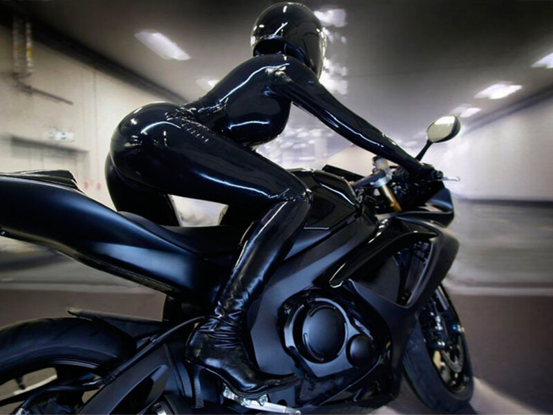 person on black motorcycle