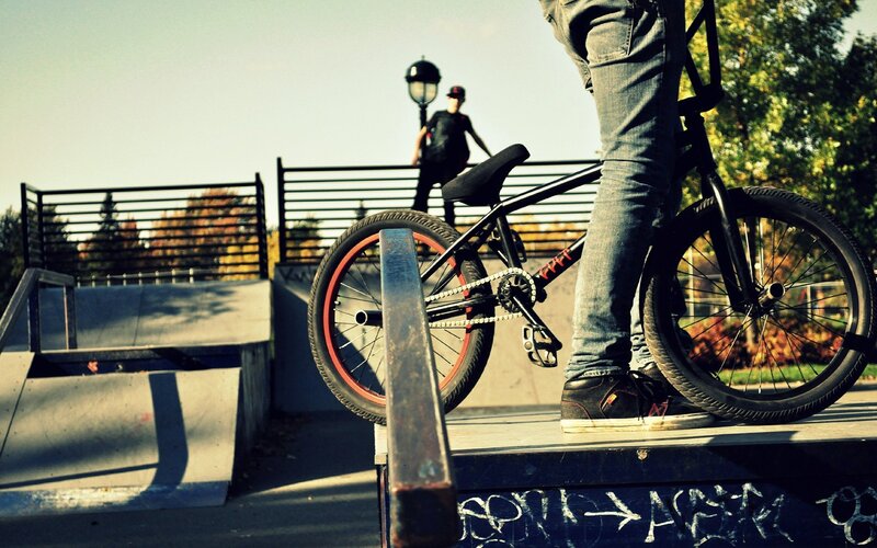 Person on BMX Bike — Black, Active, Afternoon, Photograph