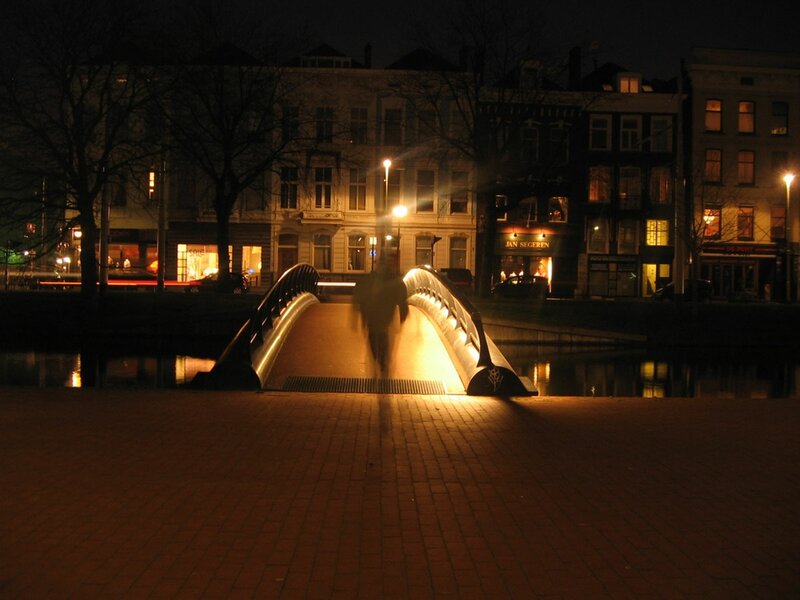 Person on Bridge at Night — Black