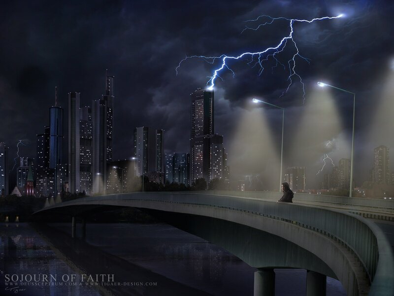 Person on Bridge at Night
