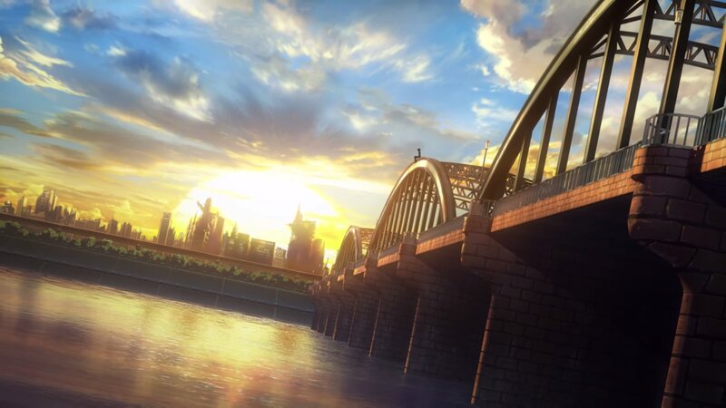 Person on Bridge at Sunset