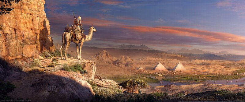 Person on Camel in Desert — Orange