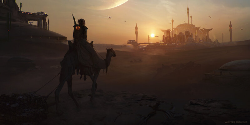Person on Camel — Orange, Dramatic, Sunset