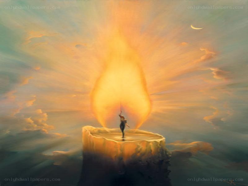 person on candle flame