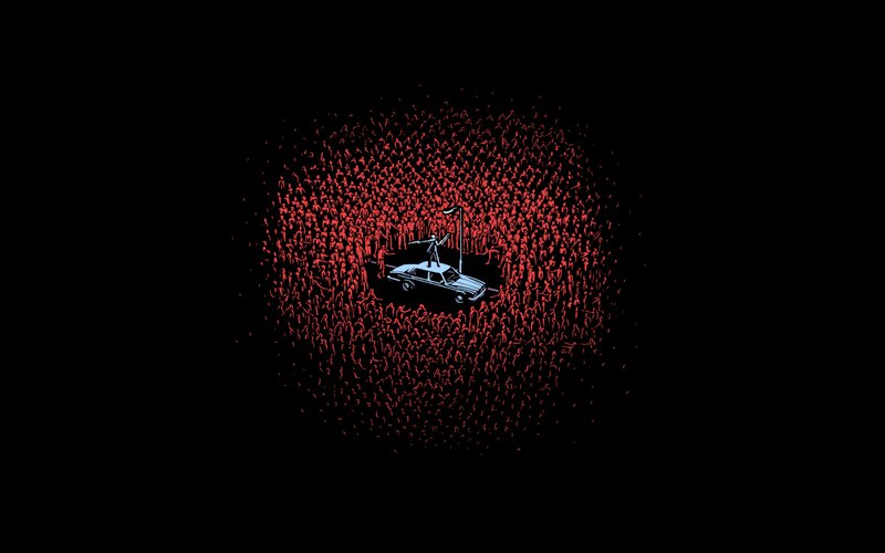 Person on Car Roof — Black, Dramatic, Night