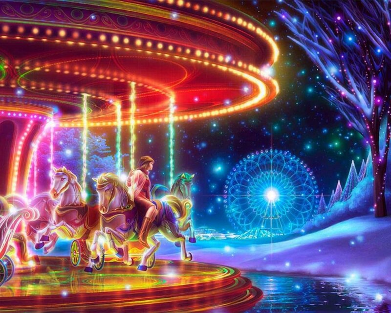 Person on Carousel Horse — Purple