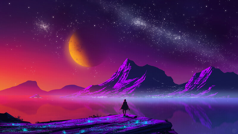 Person on Cliff at Night