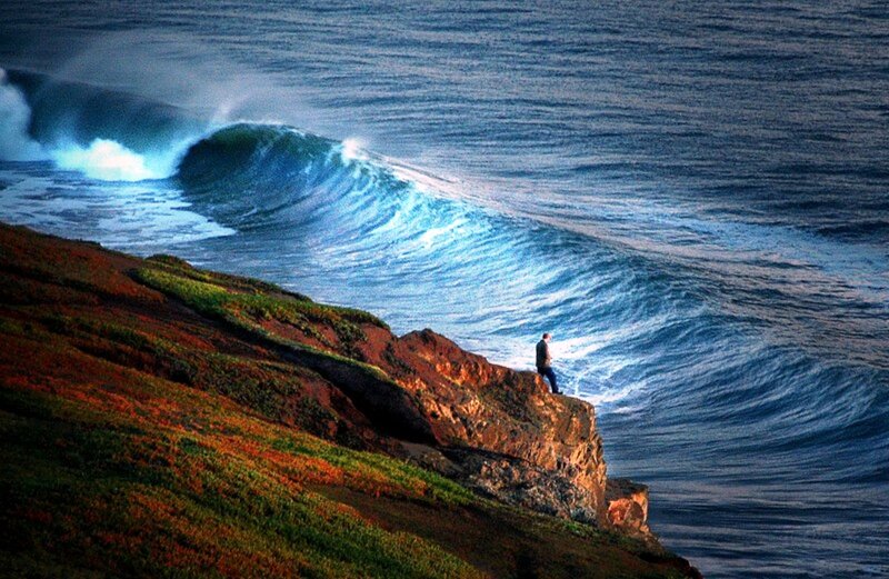 Person on Cliff Edge — Blue, Dramatic