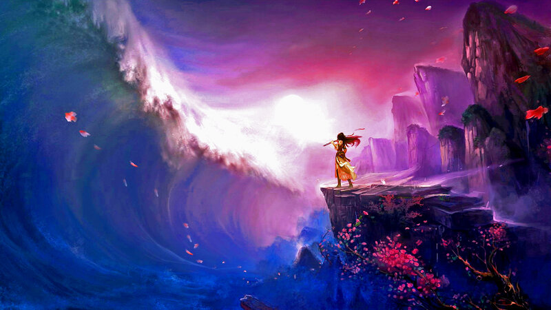 Person on Cliff Edge — Purple