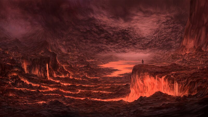 Person on Cliff Edge — Red