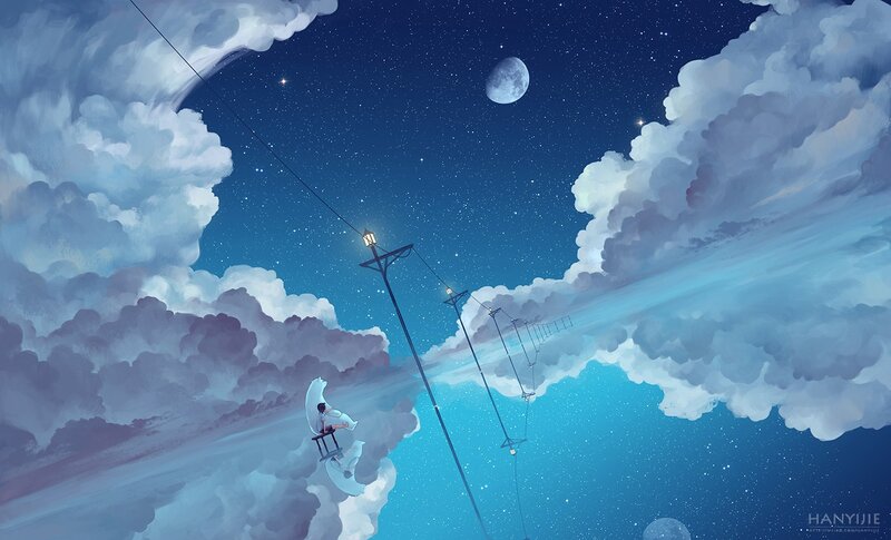 Person on Cloud Swing