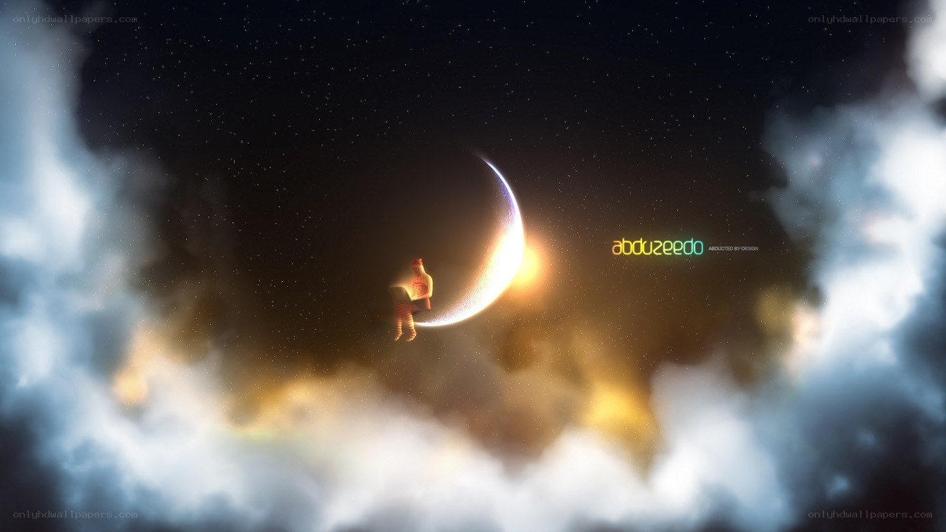 person on crescent moon