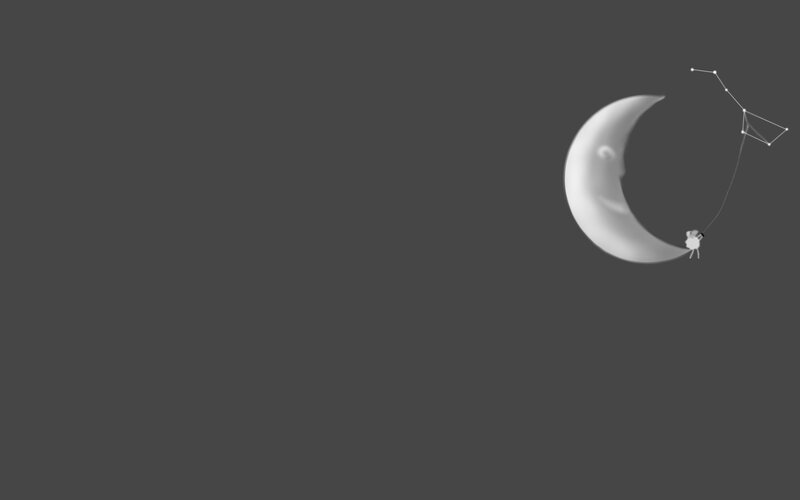 Person on Crescent Moon — Gray