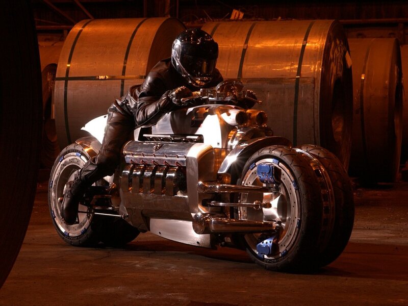Person on Custom Motorcycle — Black