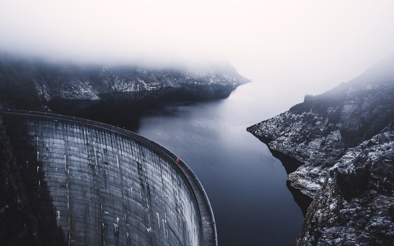Person on Dam Wall
