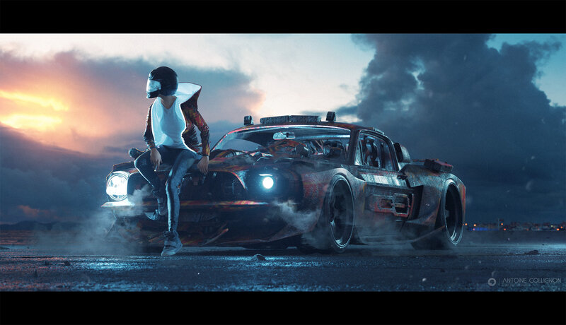 Person on Damaged Car