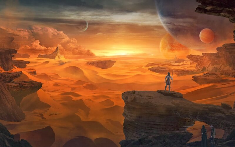 Person on Desert Cliff — Orange, Dramatic