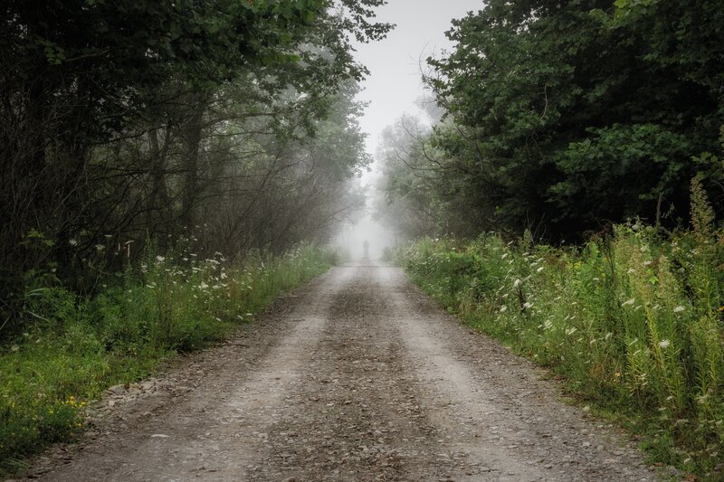 Person on Dirt Road — Green