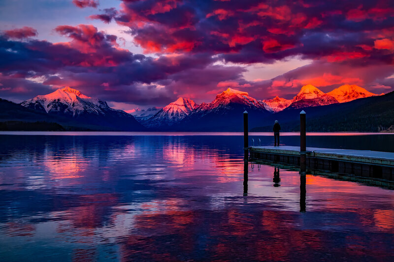 Person on Dock at Lake