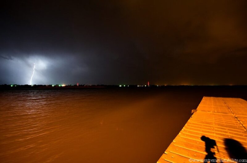 Person on Dock at Night — Black