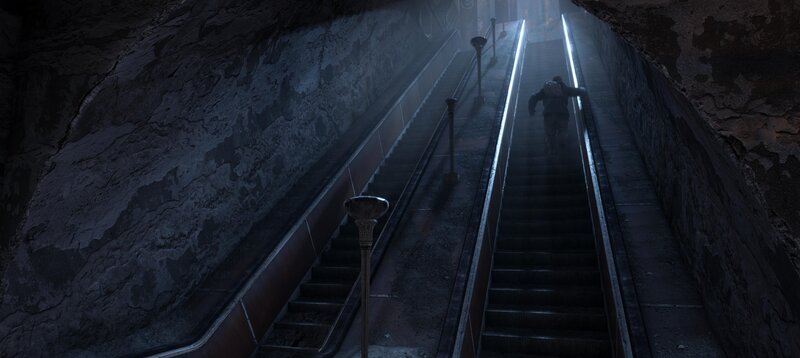 Person on Escalator — Black, Dark