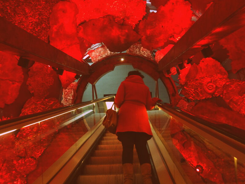 Person on Escalator — Red