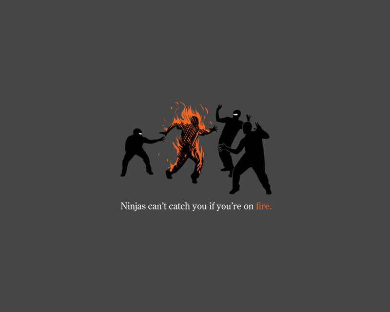 Person on Fire Being Chased — Black