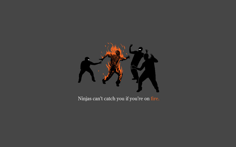 Person on Fire Being Chased — Gray