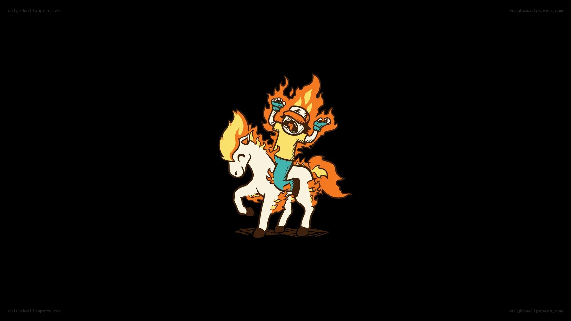 person on fire horse