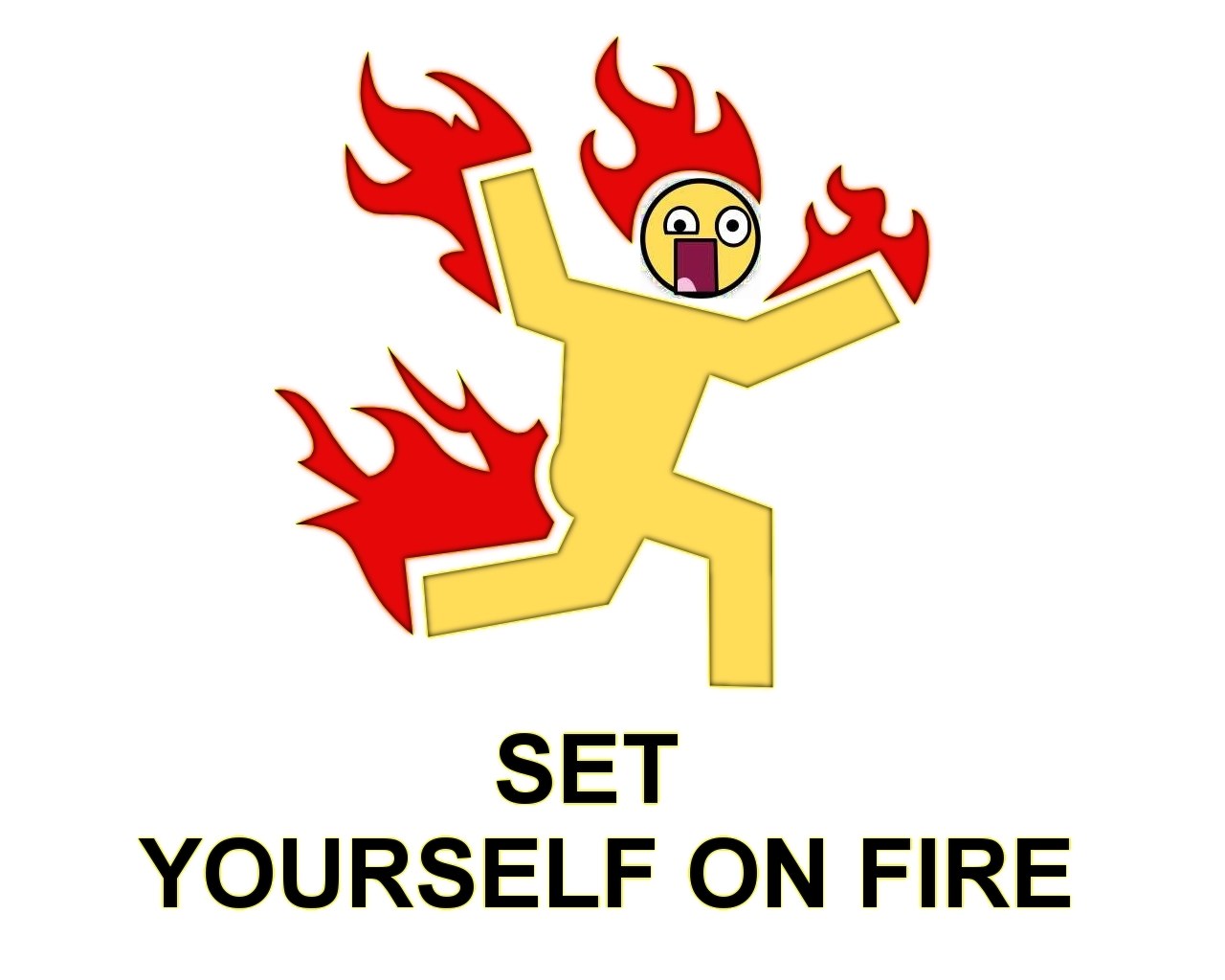 person on fire illustration