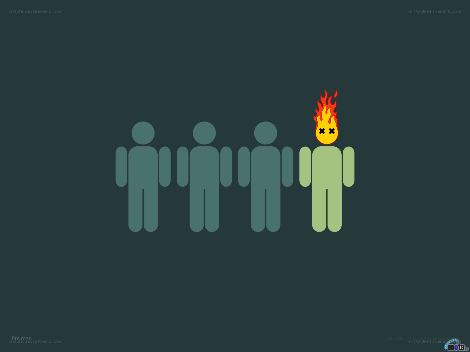person on fire in line