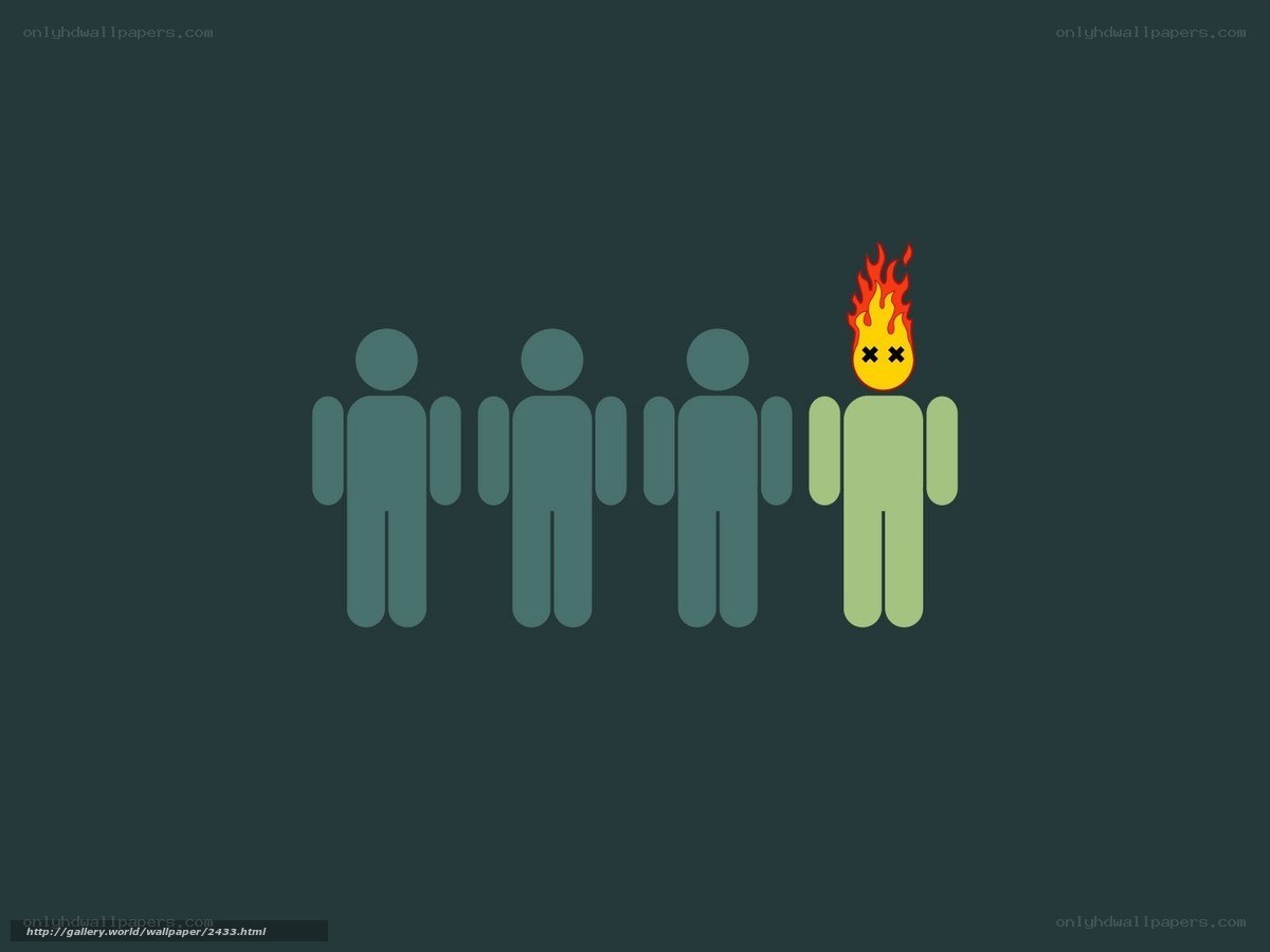 person on fire in line