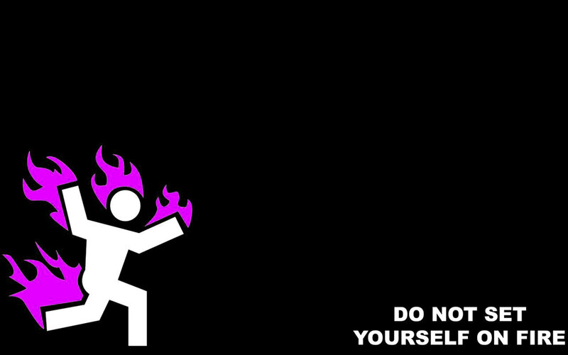person on fire warning