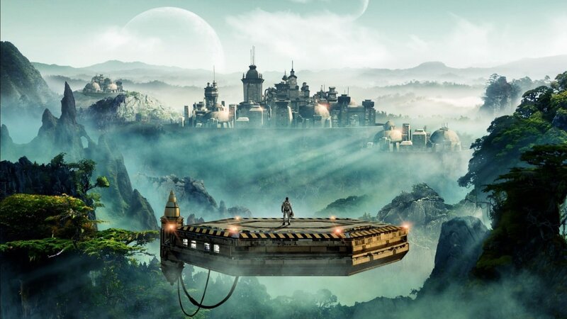 Person on Floating Platform — Green