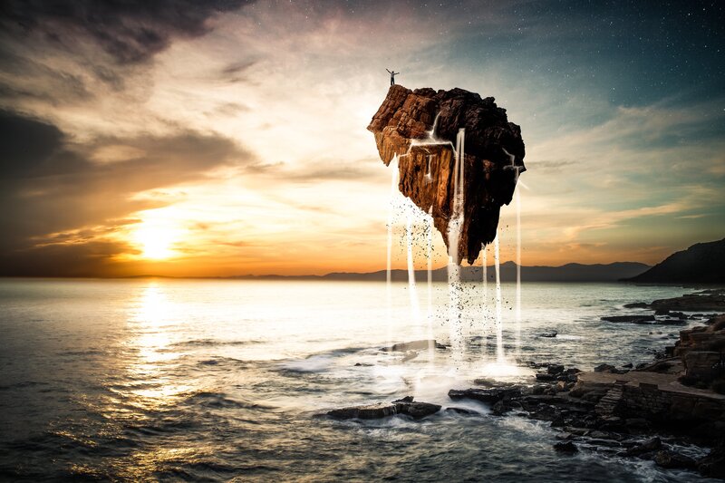 Person on Floating Rock