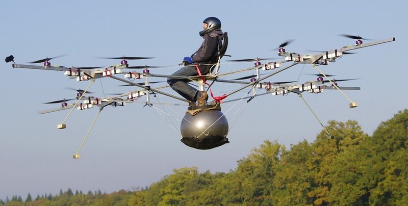 Person on Flying Drone