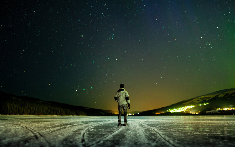 Person on Frozen Lake — Black